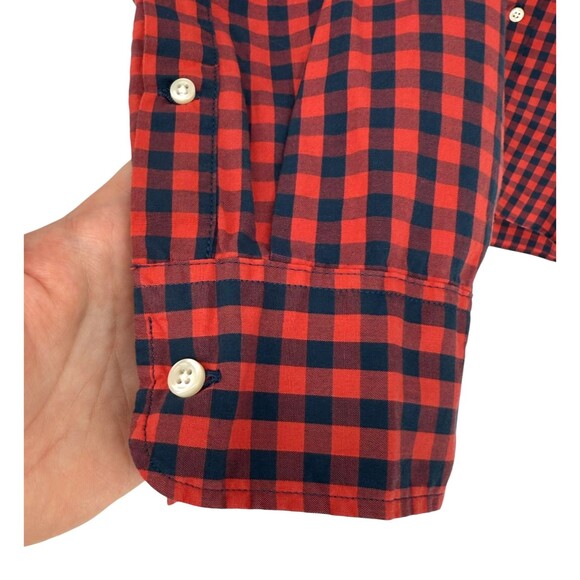 J. Crew Secret Wash Shirt Slim Fit Men’s XL Blue Red Plaid Button Down Stretch - Picture 9 of 14